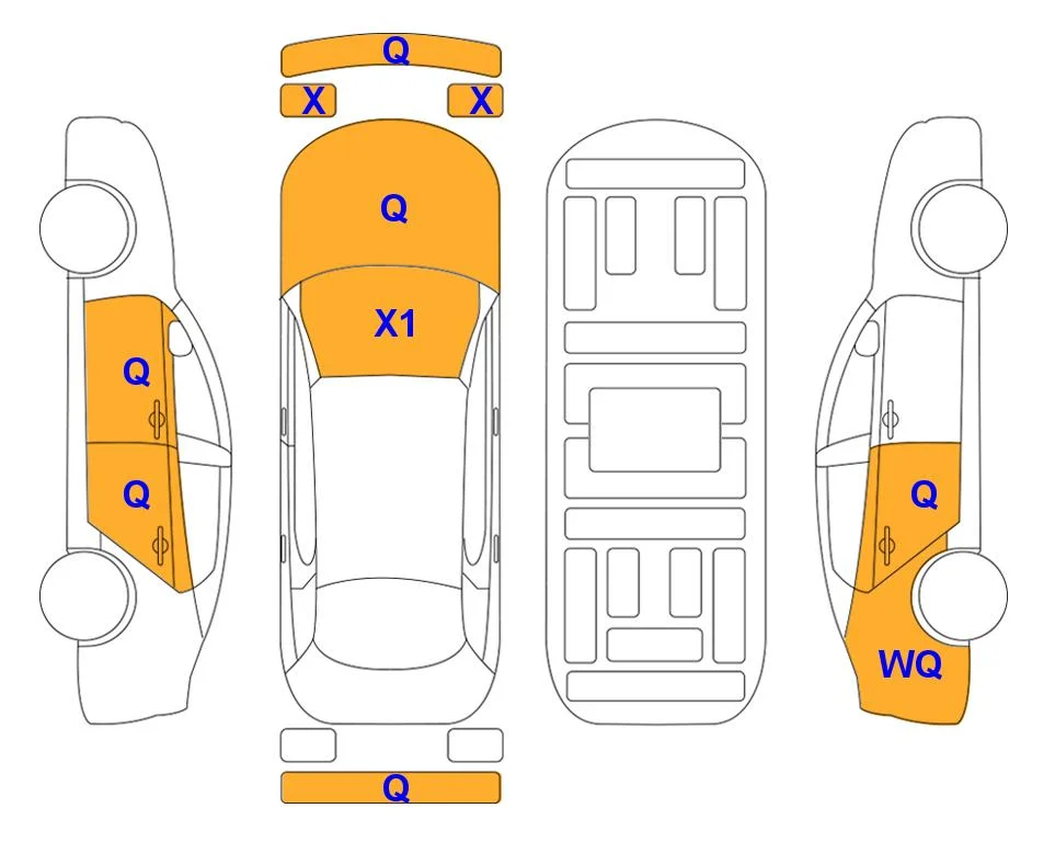 Схема кузова с отметками аукциона Lotte Auto Auction