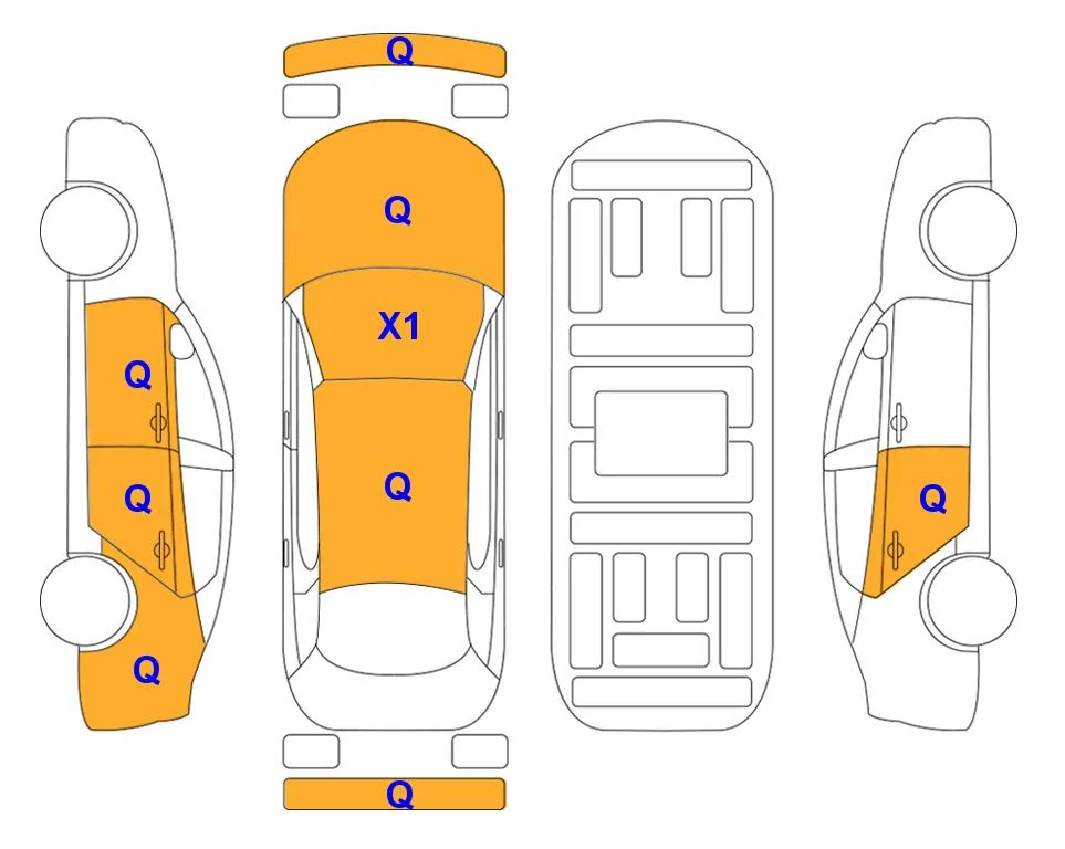 Body diagram with the marks of Lotte Auto Auction