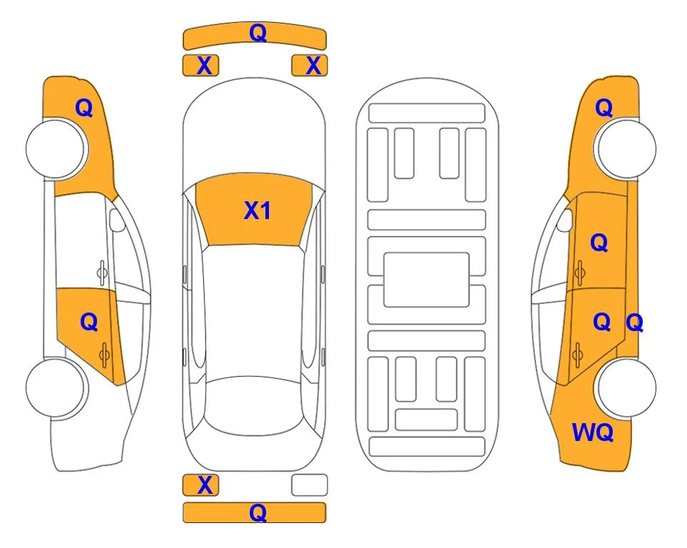 Схема кузова с отметками аукциона Lotte Auto Auction