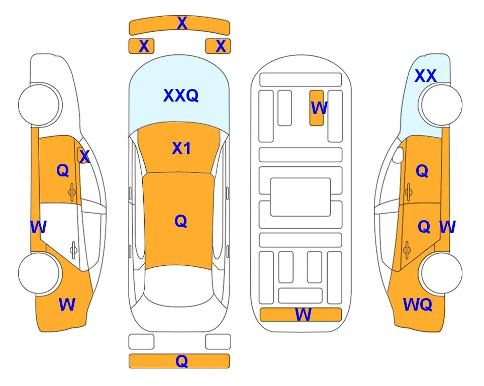 Схема кузова с отметками аукциона Lotte Auto Auction