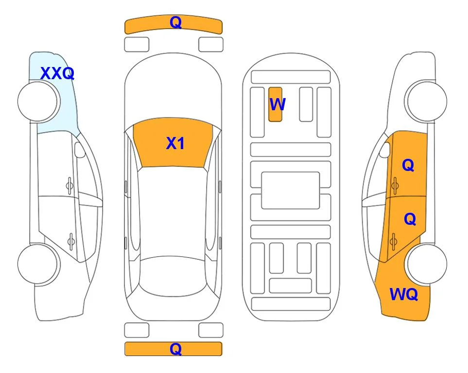 Схема кузова с отметками аукциона Lotte Auto Auction
