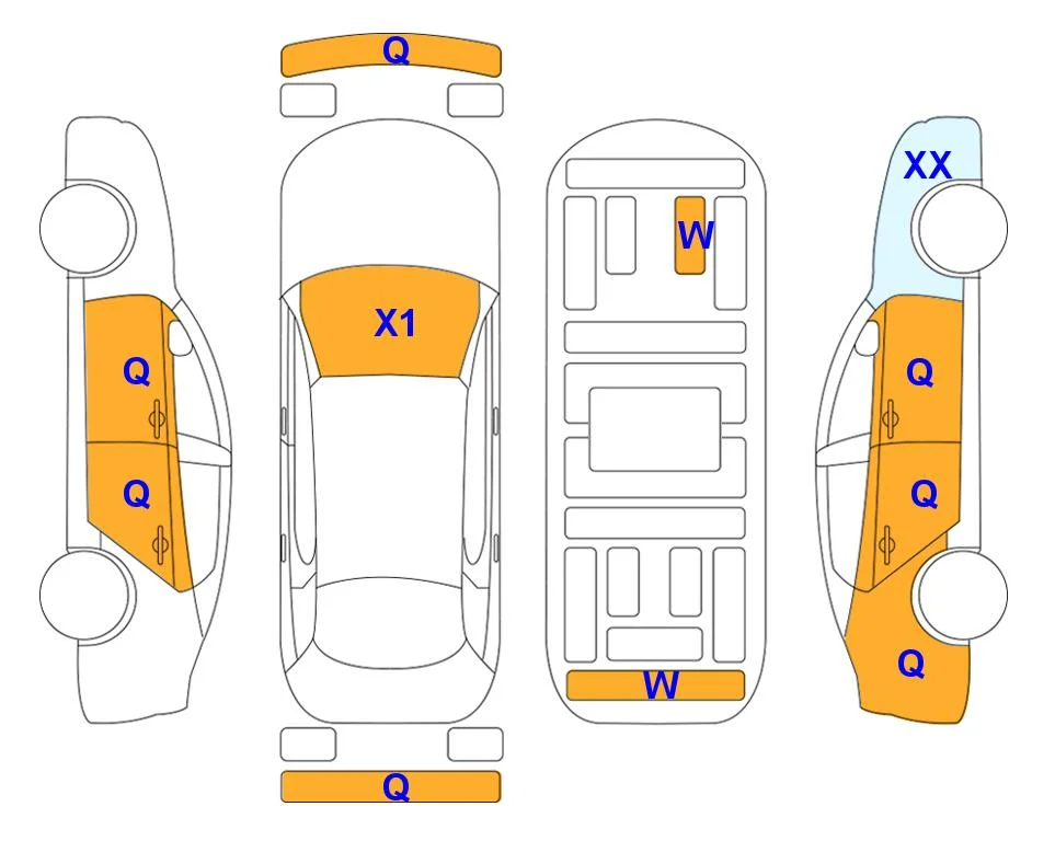 Схема кузова с отметками аукциона Lotte Auto Auction