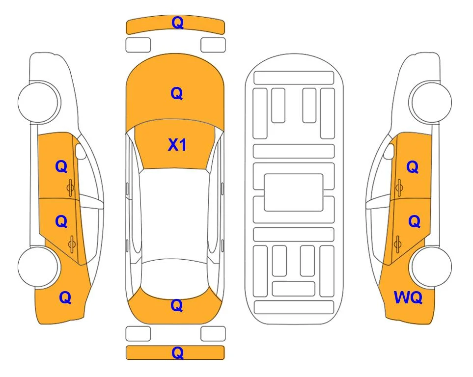 Схема кузова с отметками аукциона Lotte Auto Auction