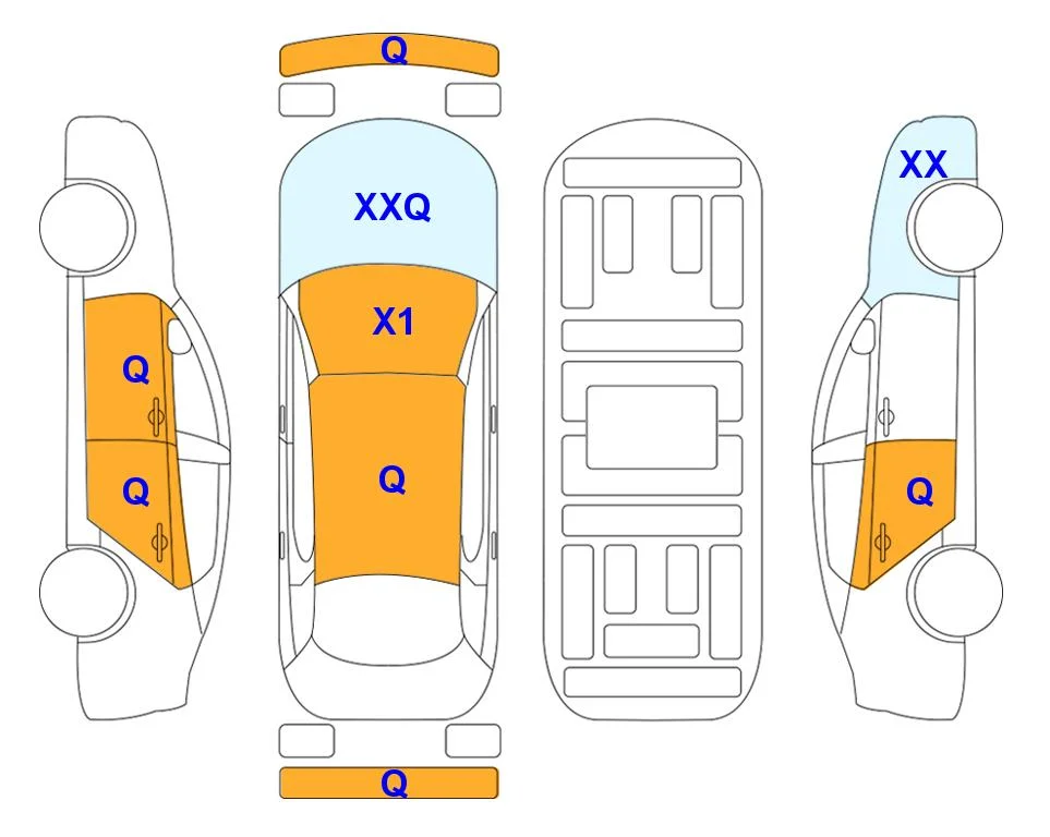 Схема кузова с отметками аукциона Lotte Auto Auction
