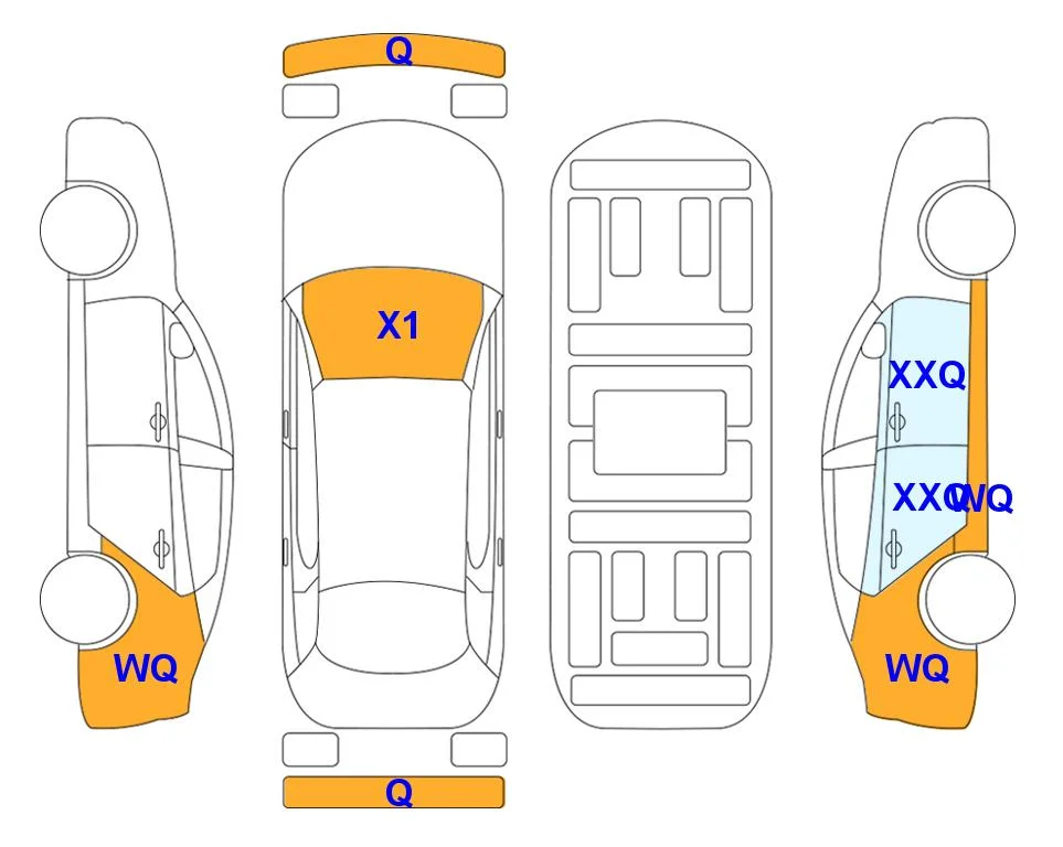 Схема кузова с отметками аукциона Lotte Auto Auction