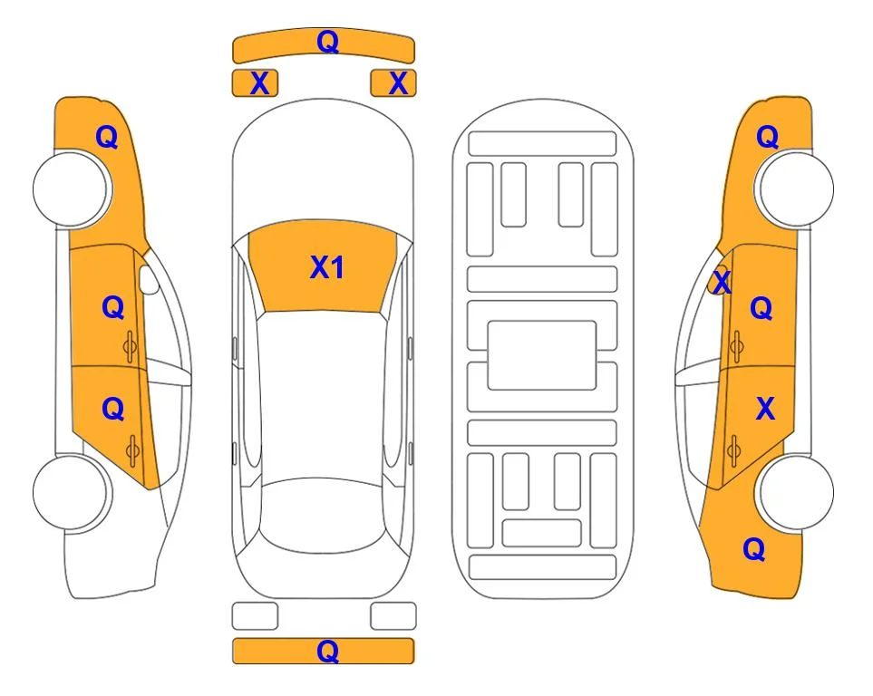 Схема кузова с отметками аукциона Lotte Auto Auction