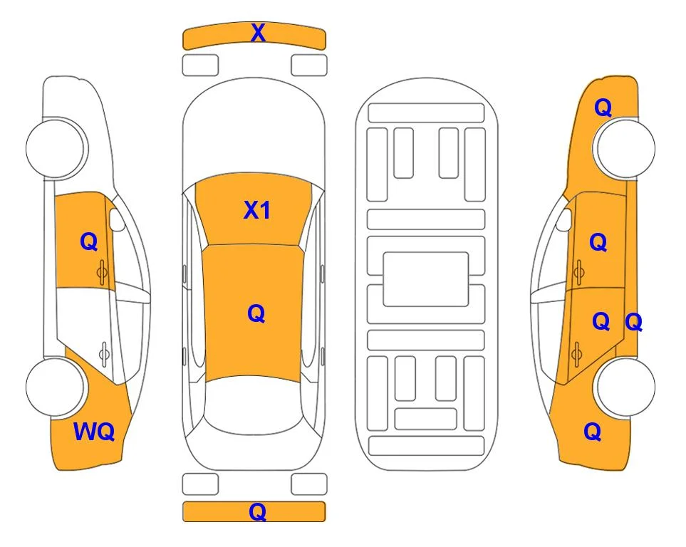 Схема кузова с отметками аукциона Lotte Auto Auction