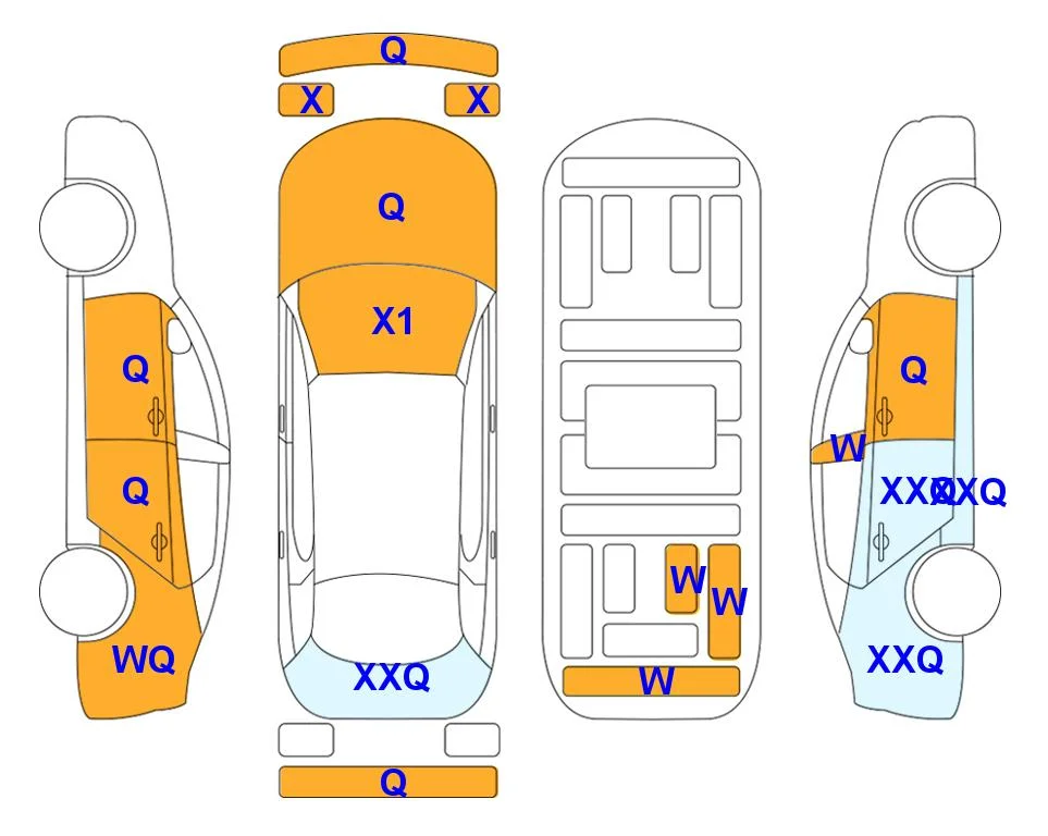 Схема кузова с отметками аукциона Lotte Auto Auction