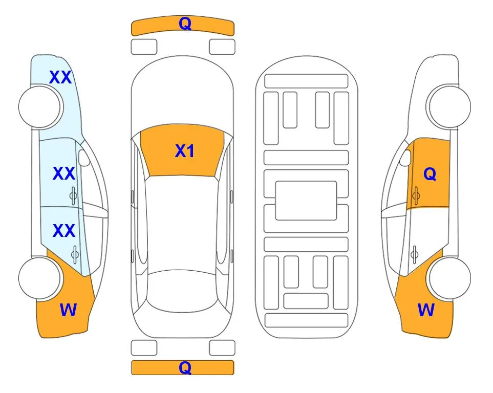 Схема кузова с отметками аукциона Lotte Auto Auction