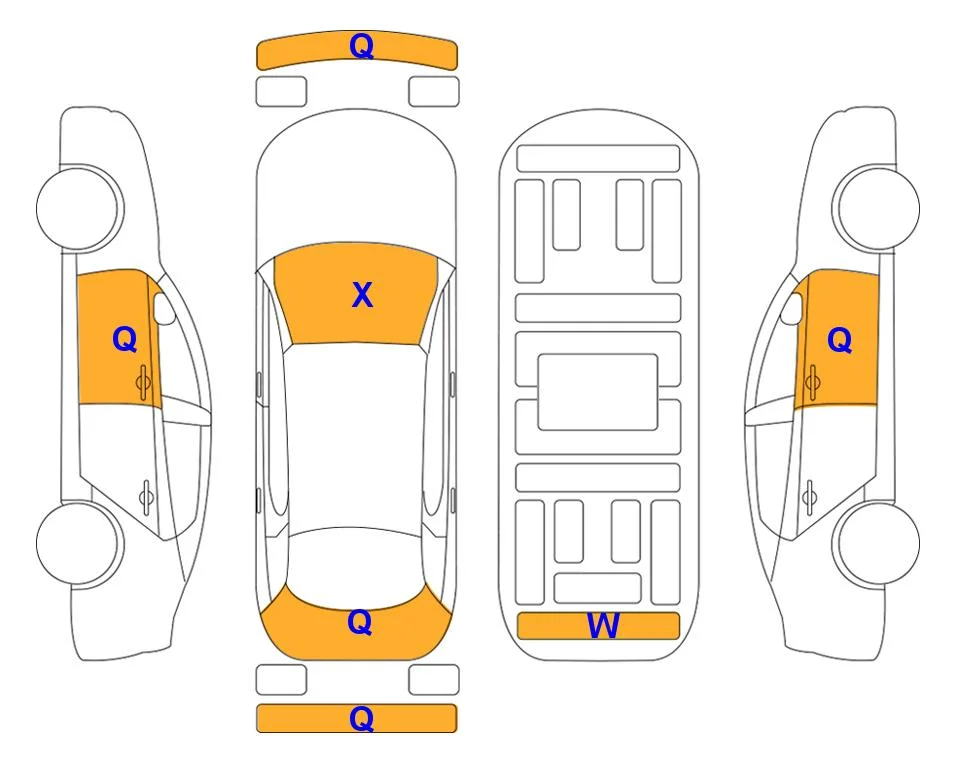 Body diagram with the marks of Lotte Auto Auction