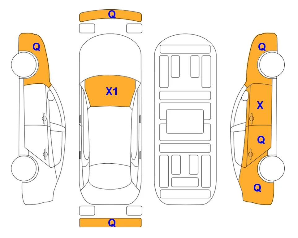 Body diagram with the marks of Lotte Auto Auction