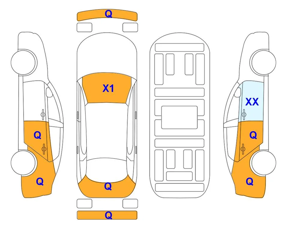 Схема кузова с отметками аукциона Lotte Auto Auction
