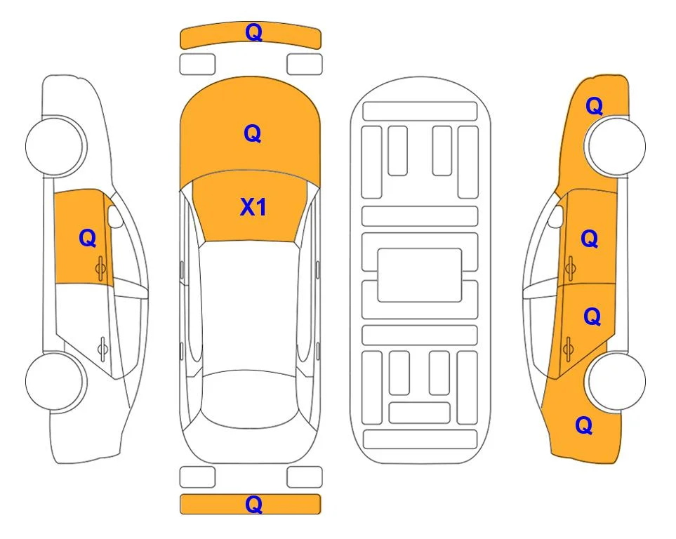 Схема кузова с отметками аукциона Lotte Auto Auction