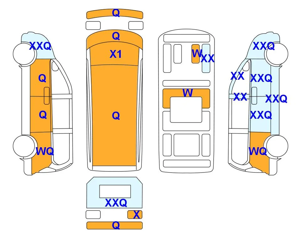 Схема кузова с отметками аукциона Lotte Auto Auction