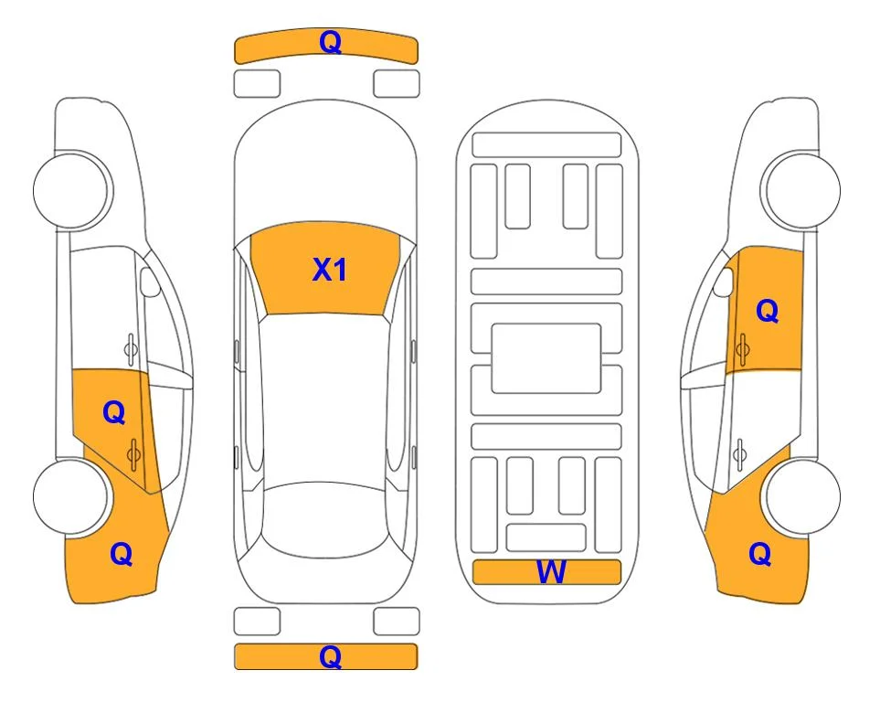 Схема кузова с отметками аукциона Lotte Auto Auction
