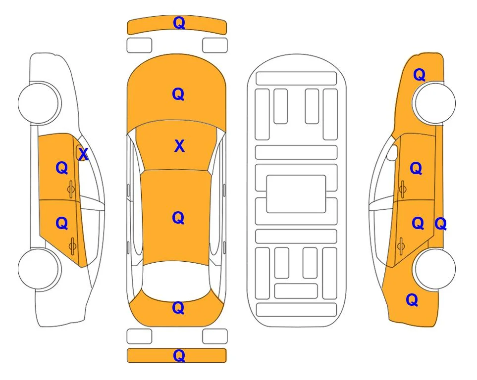 Схема кузова с отметками аукциона Lotte Auto Auction