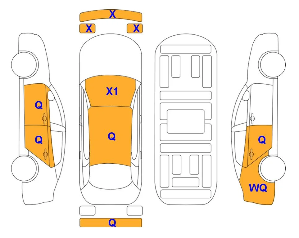 Схема кузова с отметками аукциона Lotte Auto Auction