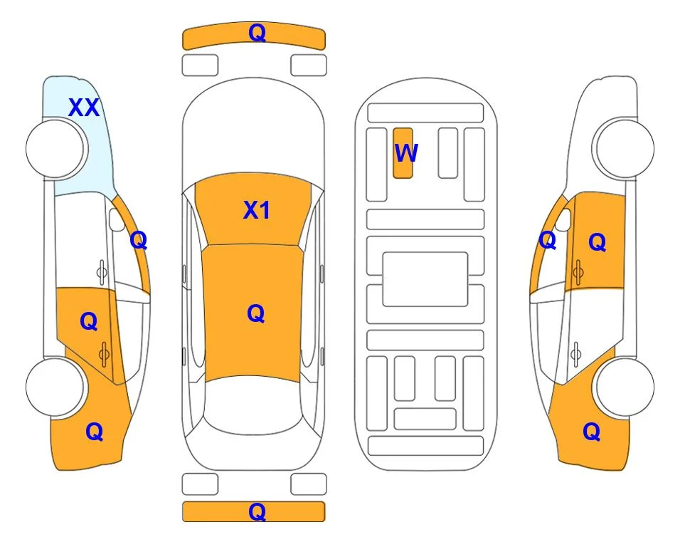 Body diagram with the marks of Lotte Auto Auction