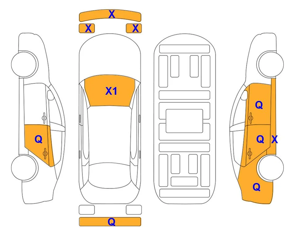 Схема кузова с отметками аукциона Lotte Auto Auction