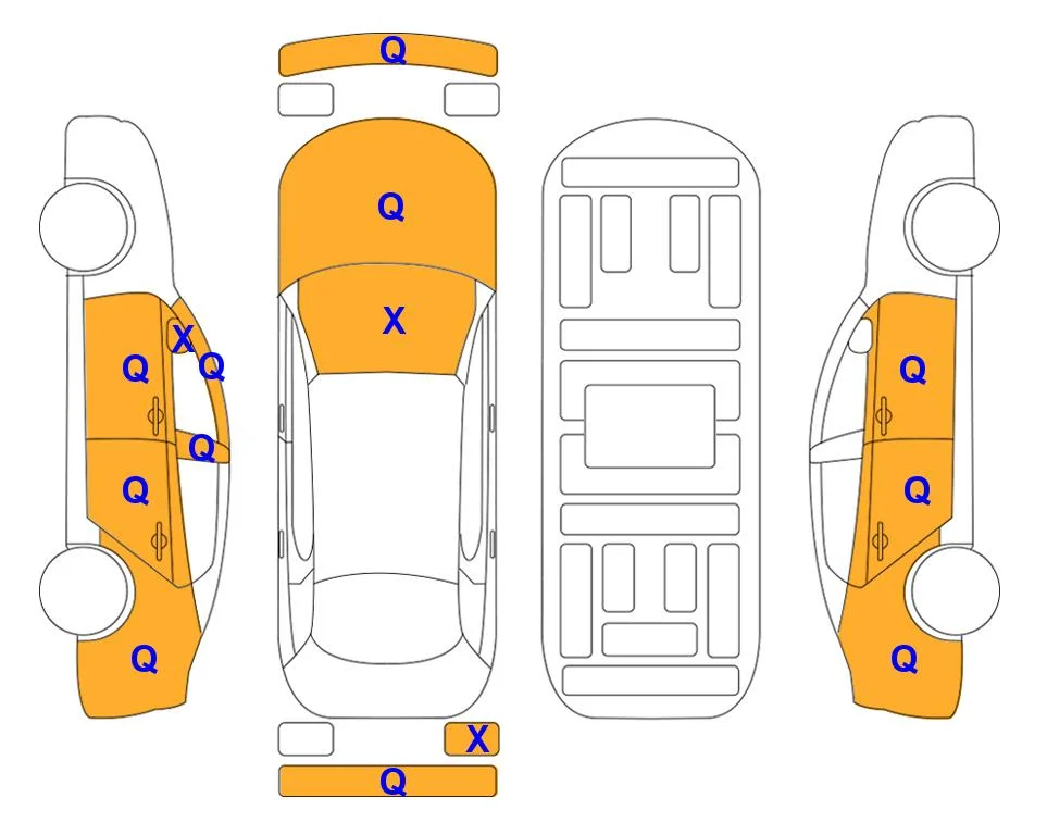 Схема кузова с отметками аукциона Lotte Auto Auction