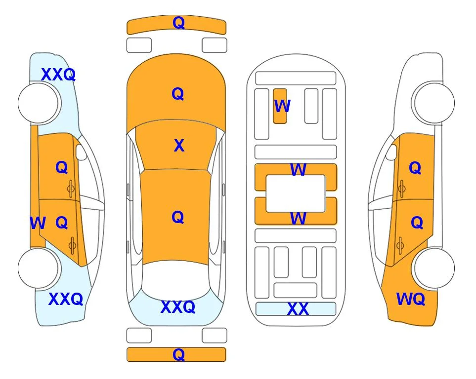 Схема кузова с отметками аукциона Lotte Auto Auction