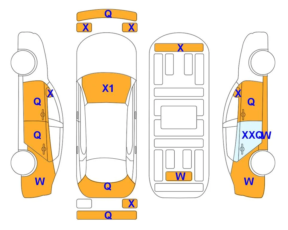 Схема кузова с отметками аукциона Lotte Auto Auction