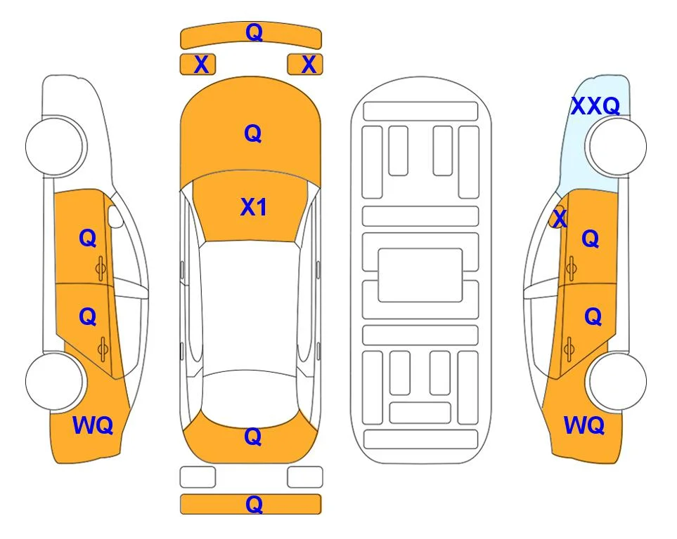 Body diagram with the marks of Lotte Auto Auction