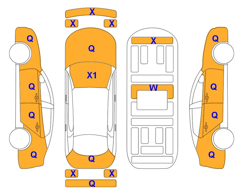 Схема кузова с отметками аукциона Lotte Auto Auction