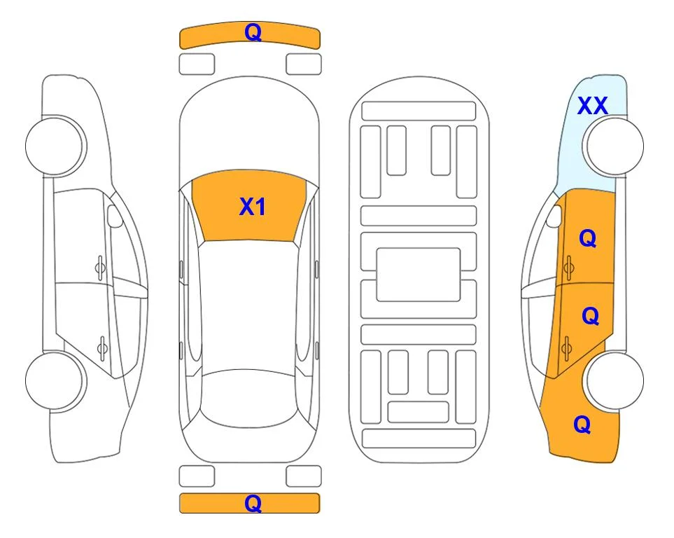 Схема кузова с отметками аукциона Lotte Auto Auction
