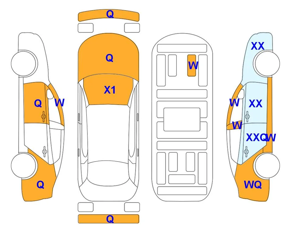Схема кузова с отметками аукциона Lotte Auto Auction