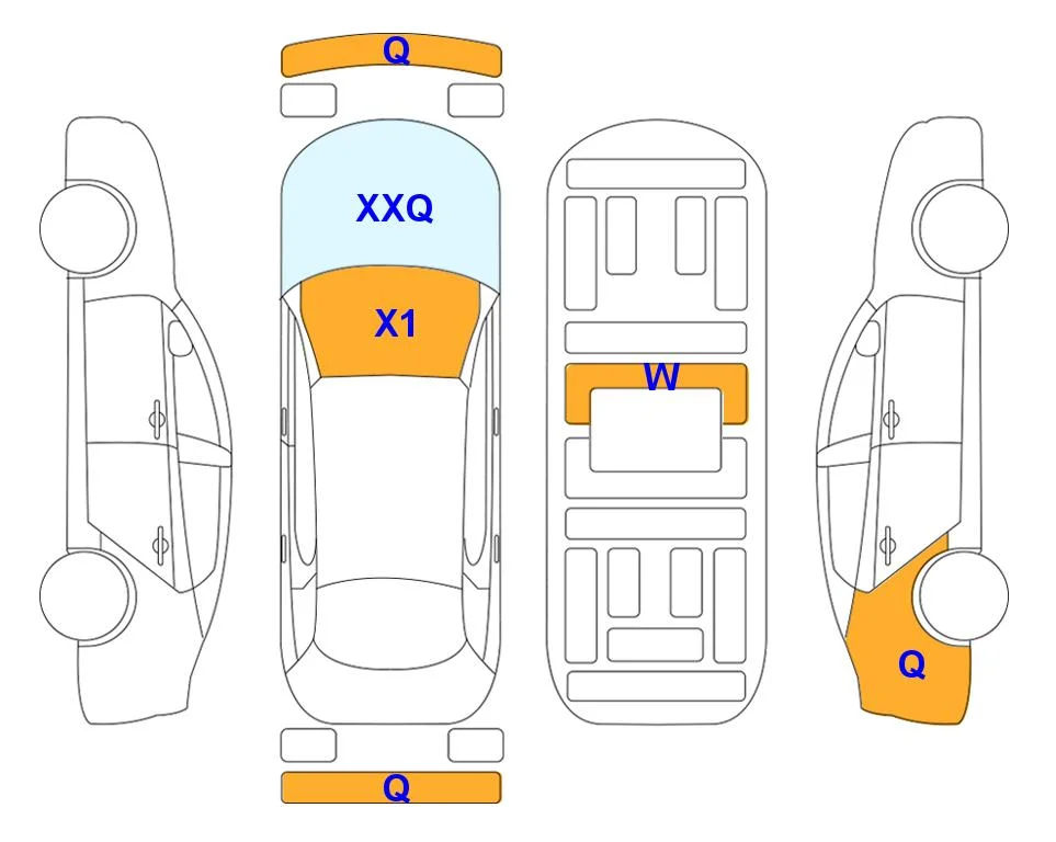 Схема кузова с отметками аукциона Lotte Auto Auction