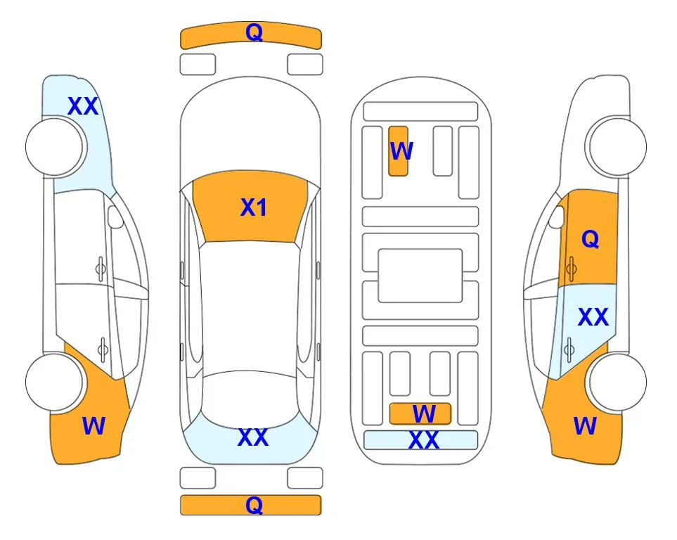 Схема кузова с отметками аукциона Lotte Auto Auction