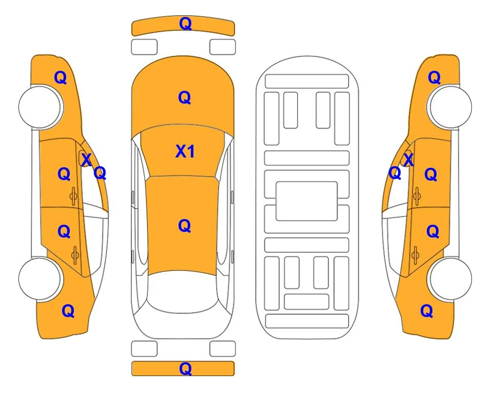 Схема кузова с отметками аукциона Lotte Auto Auction