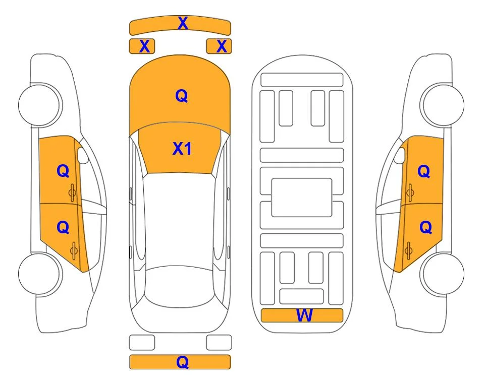 Схема кузова с отметками аукциона Lotte Auto Auction