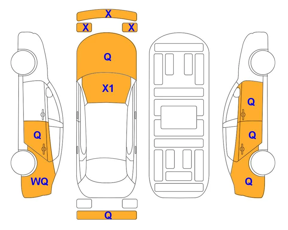 Схема кузова с отметками аукциона Lotte Auto Auction