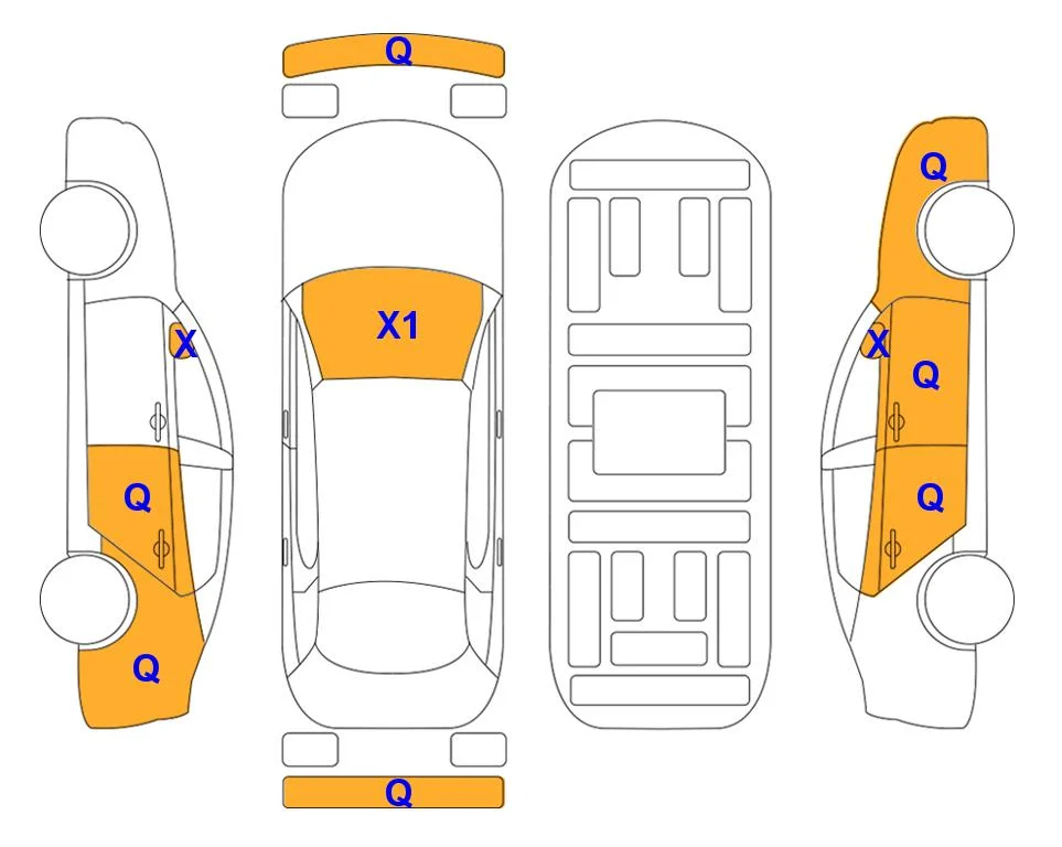 Схема кузова с отметками аукциона Lotte Auto Auction