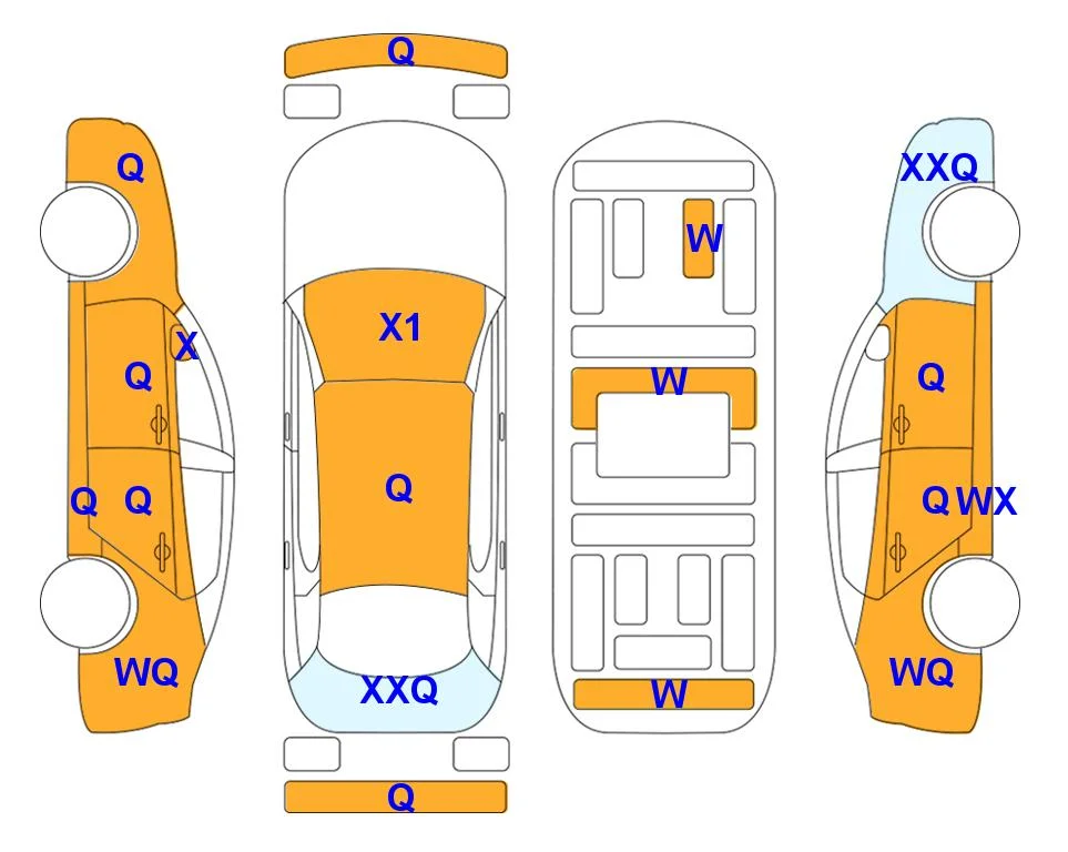 Body diagram with the marks of Lotte Auto Auction