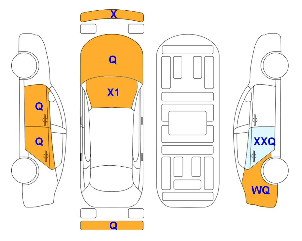 Схема кузова с отметками аукциона Lotte Auto Auction