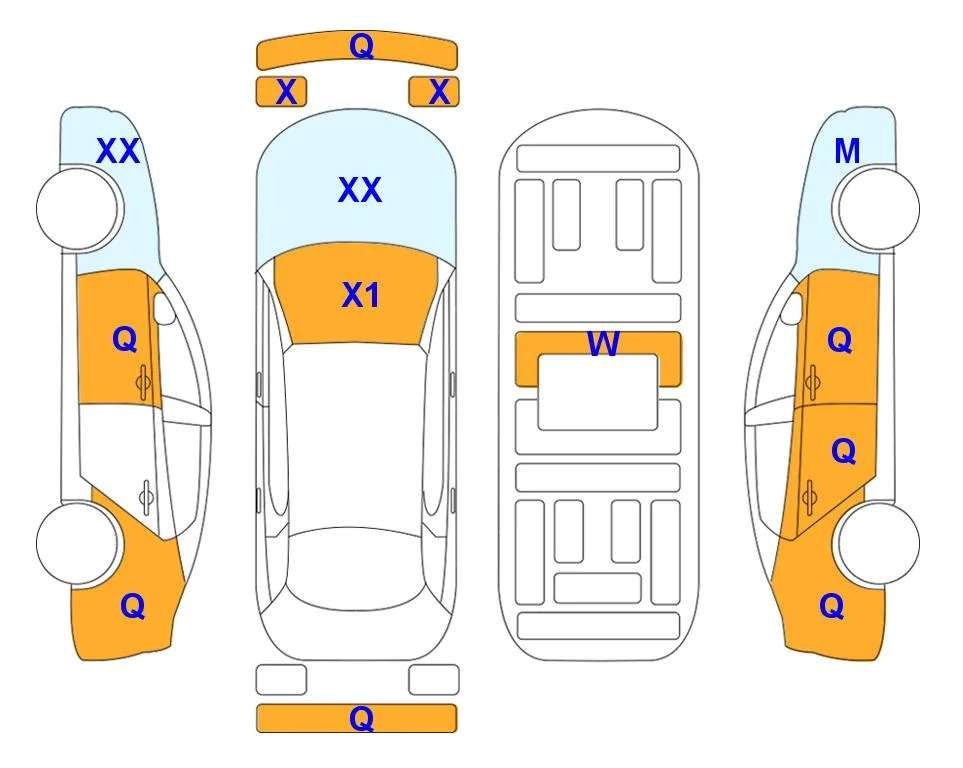 Схема кузова с отметками аукциона Lotte Auto Auction