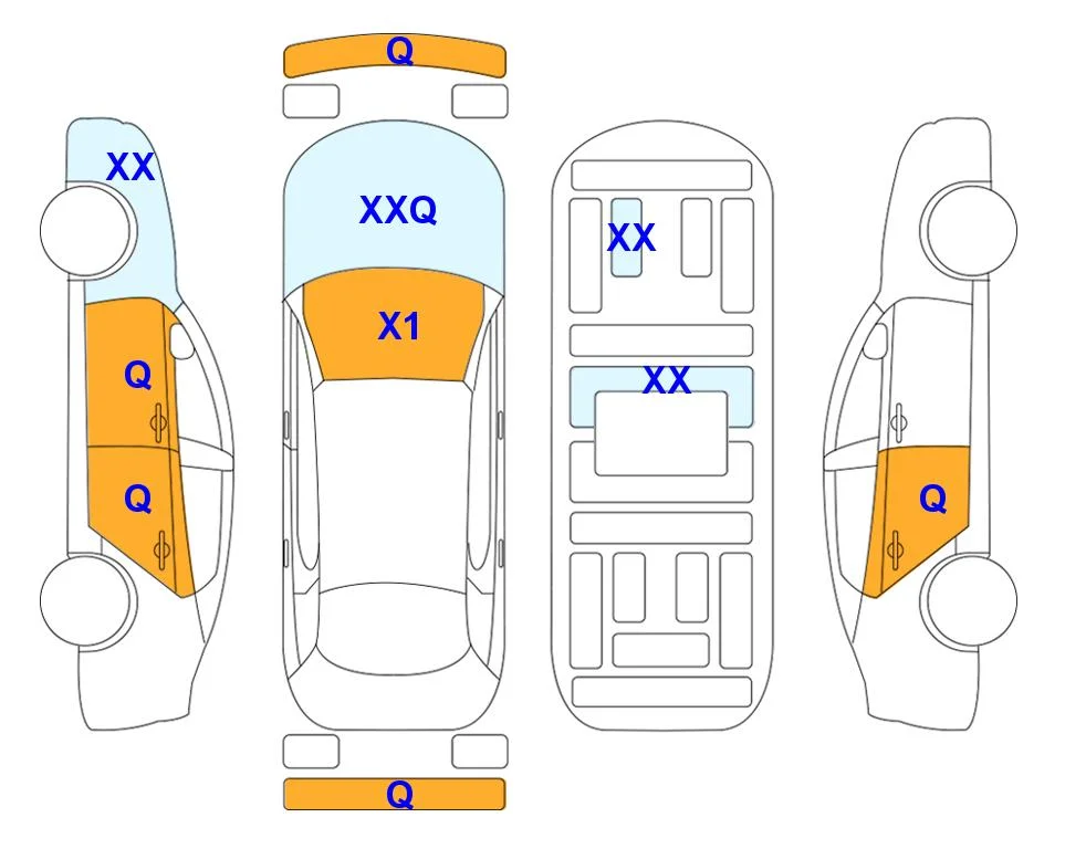 Body diagram with the marks of Lotte Auto Auction