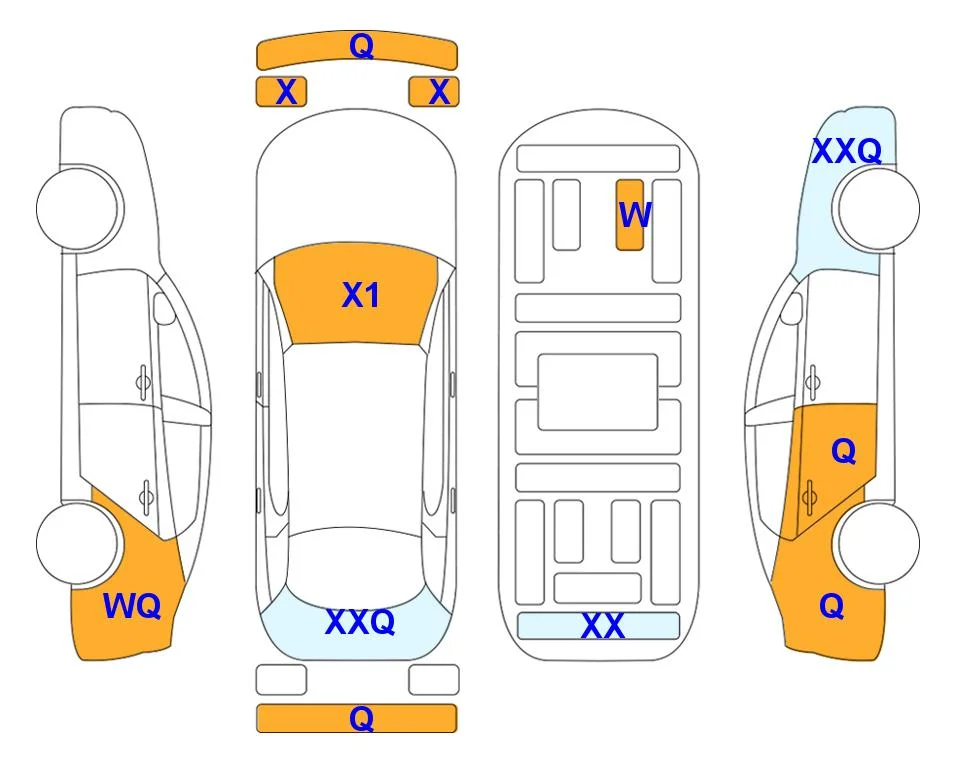 Схема кузова с отметками аукциона Lotte Auto Auction