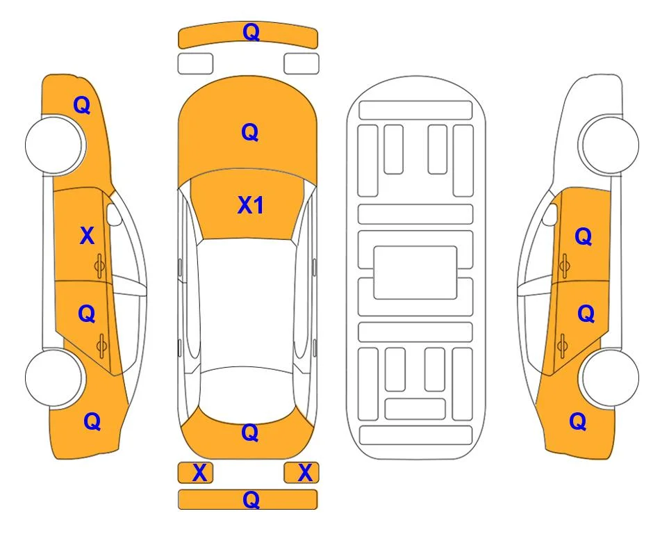 Схема кузова с отметками аукциона Lotte Auto Auction