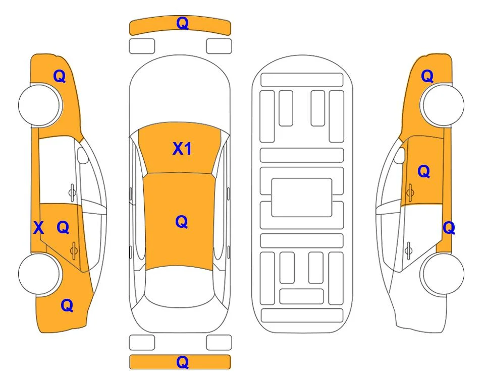 Схема кузова с отметками аукциона Lotte Auto Auction