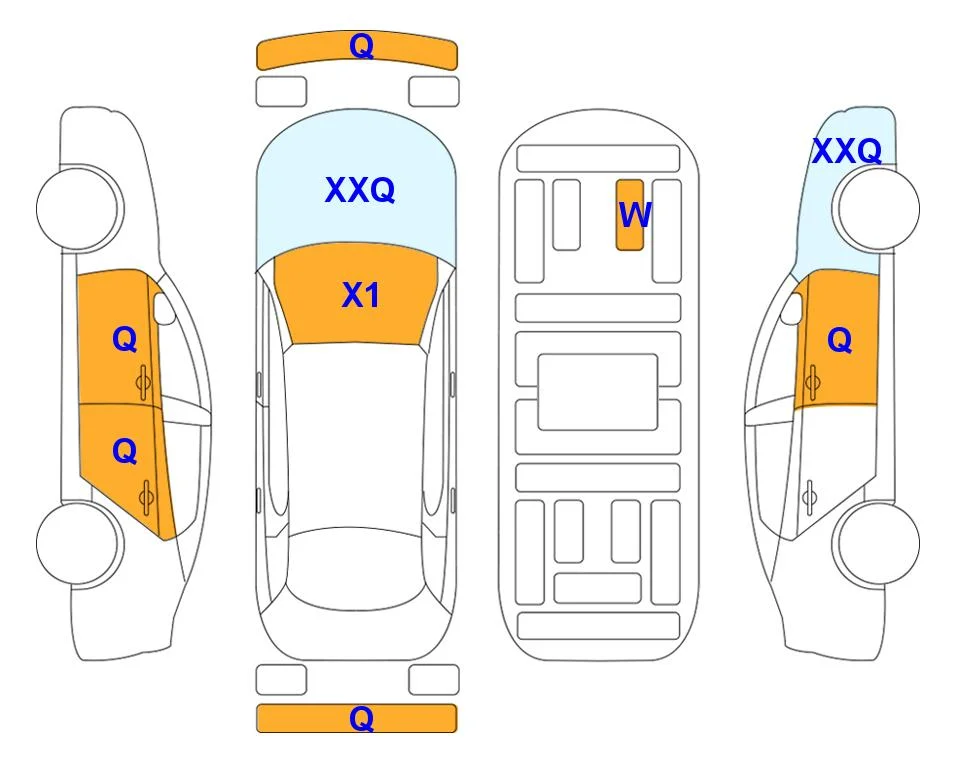 Схема кузова с отметками аукциона Lotte Auto Auction