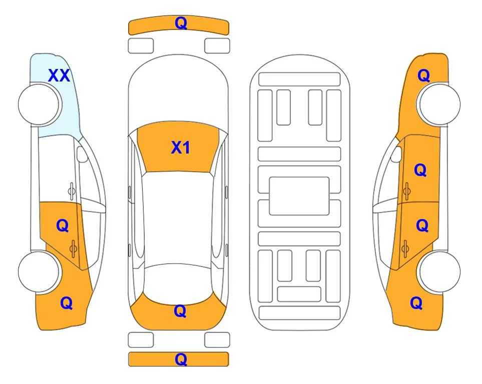 Схема кузова с отметками аукциона Lotte Auto Auction