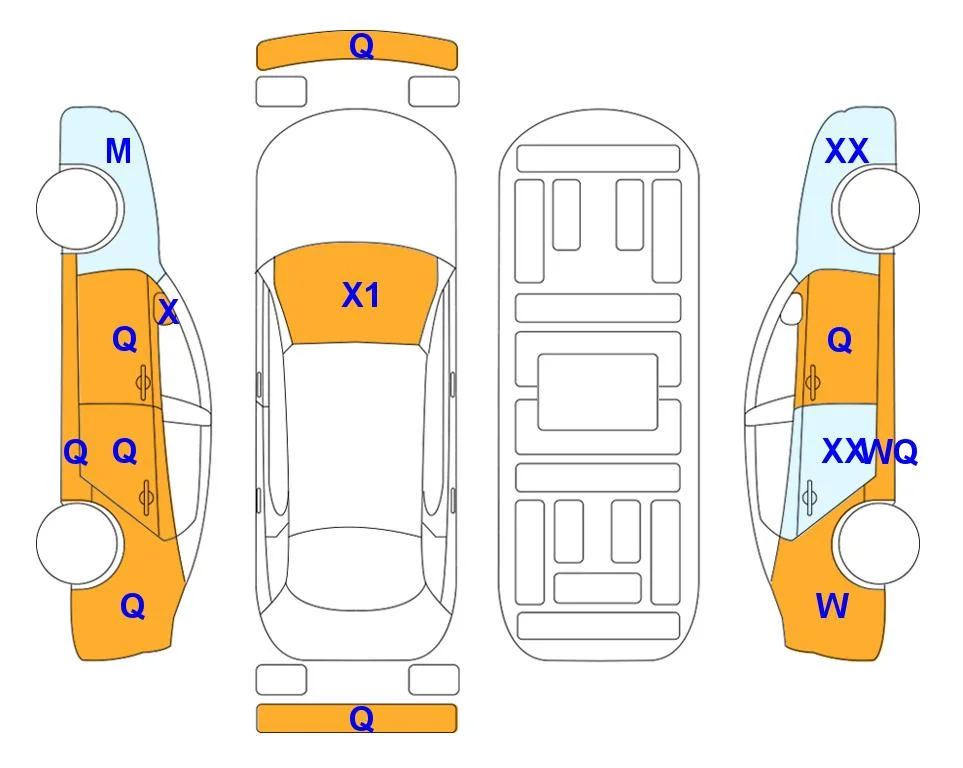Схема кузова с отметками аукциона Lotte Auto Auction