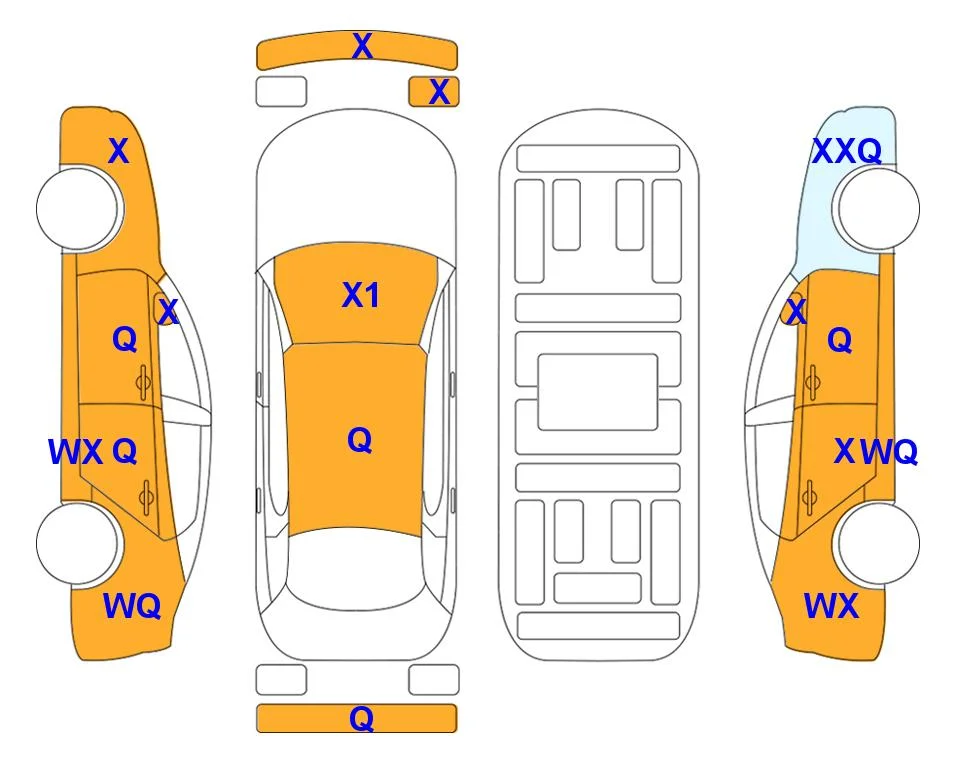 Body diagram with the marks of Lotte Auto Auction