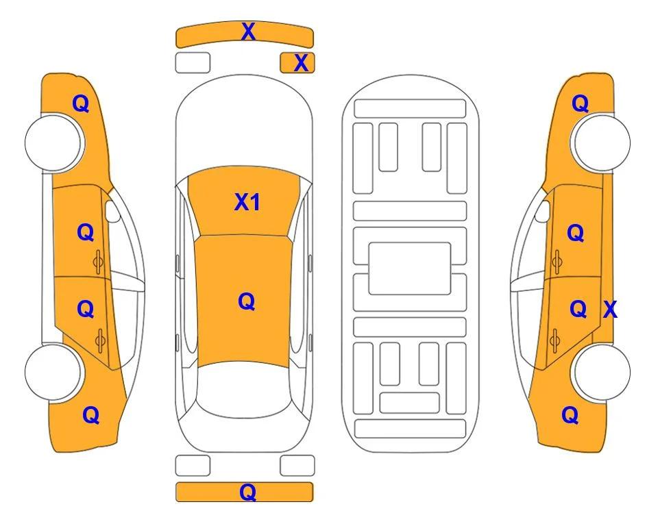 Схема кузова с отметками аукциона Lotte Auto Auction