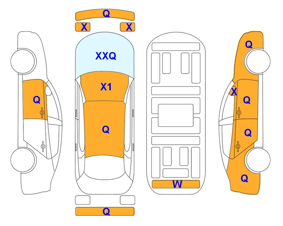 Body diagram with the marks of Lotte Auto Auction