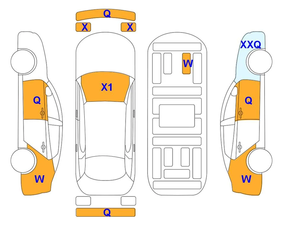 Схема кузова с отметками аукциона Lotte Auto Auction